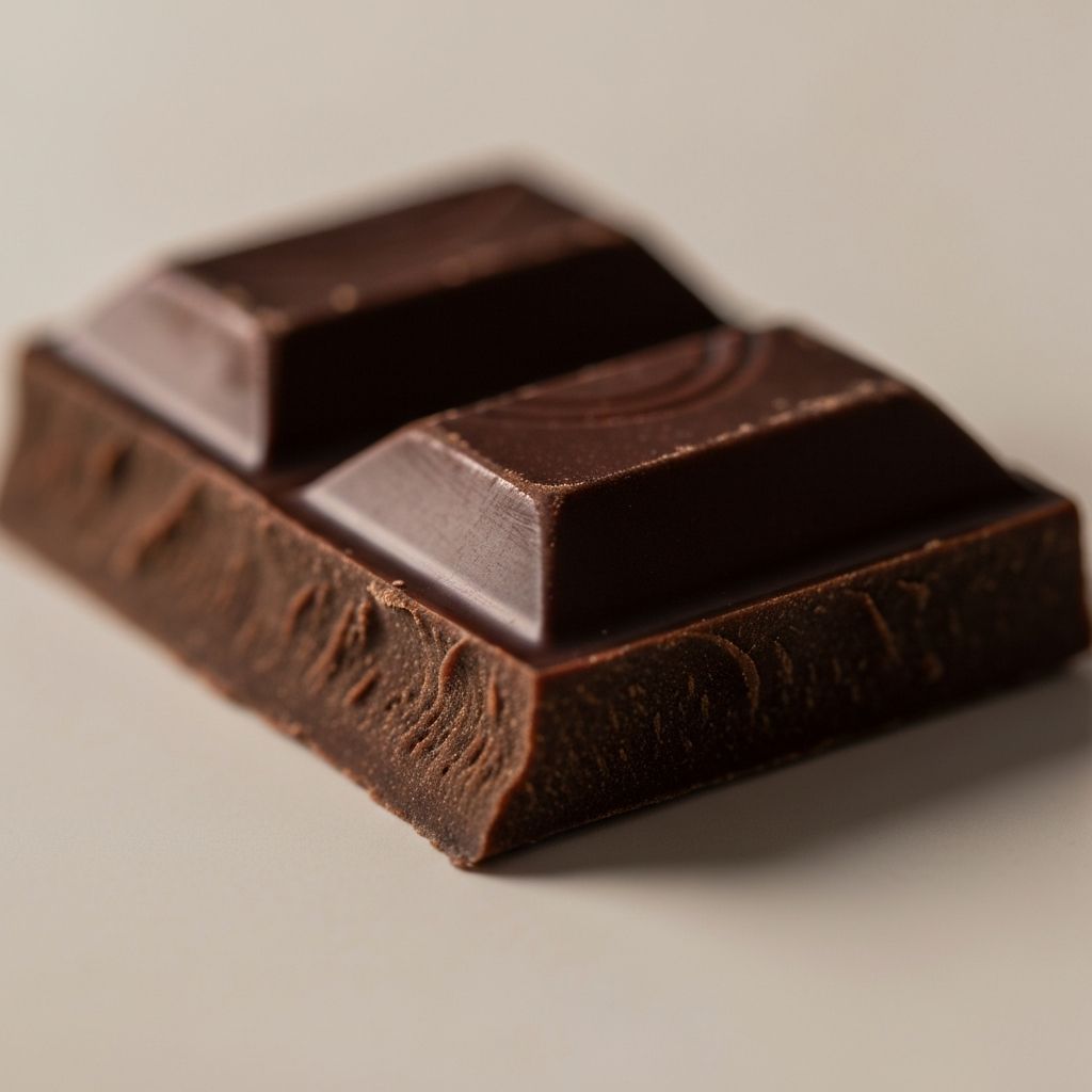 Close-up of dark chocolate melting in soft light